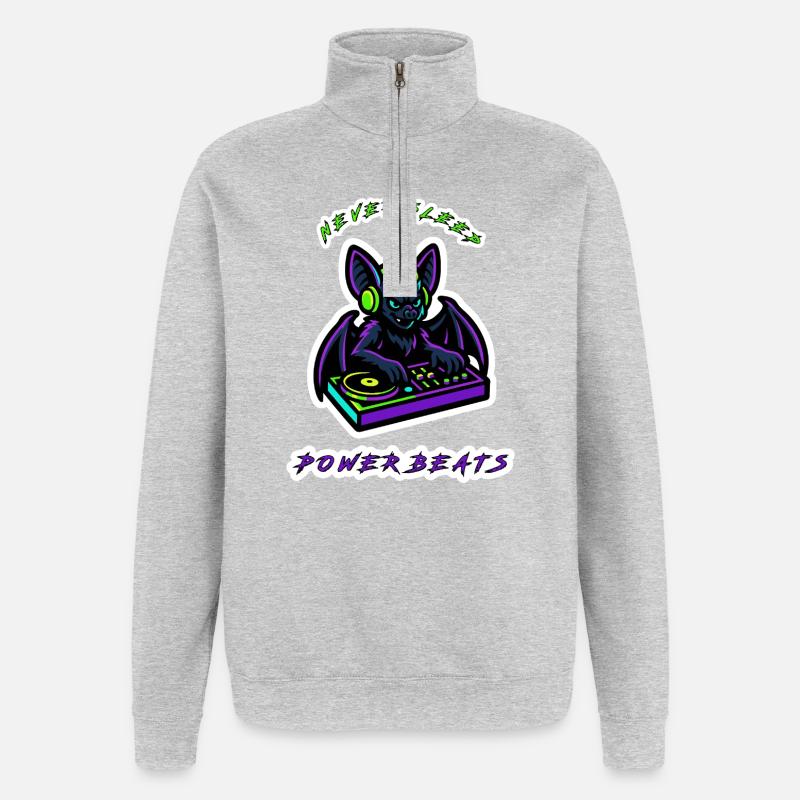 Neon Bat DJ Power Beats - Sweat à zip 1/4 - gris chiné