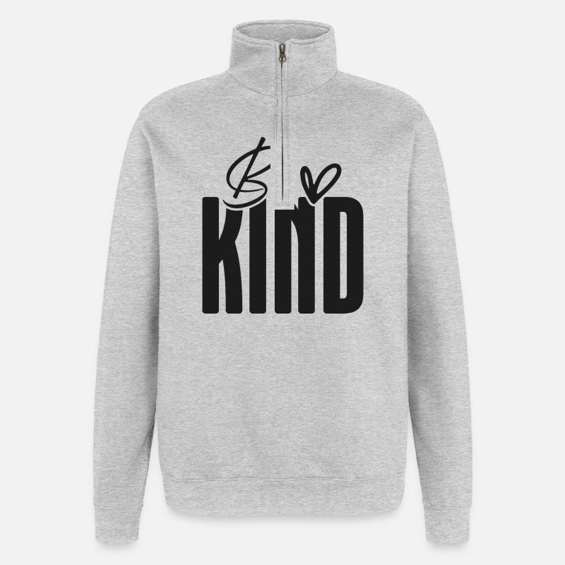 Be Kind Bold Script Overlay - Quarter-Zip Sweatshirt - heather grey