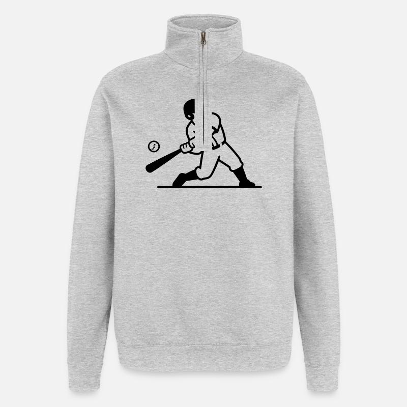 base-ball - Sweat à zip 1/4 - gris chiné