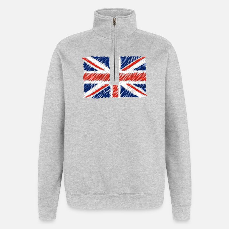 Croquis du drapeau de l’Union - Sweat à zip 1/4 - gris chiné