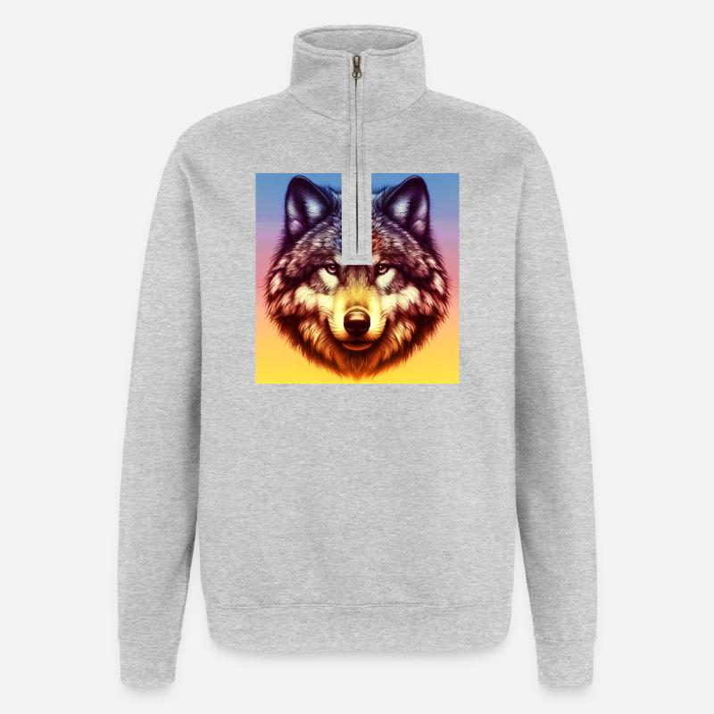 Loup - Sweat à zip 1/4 - gris chiné