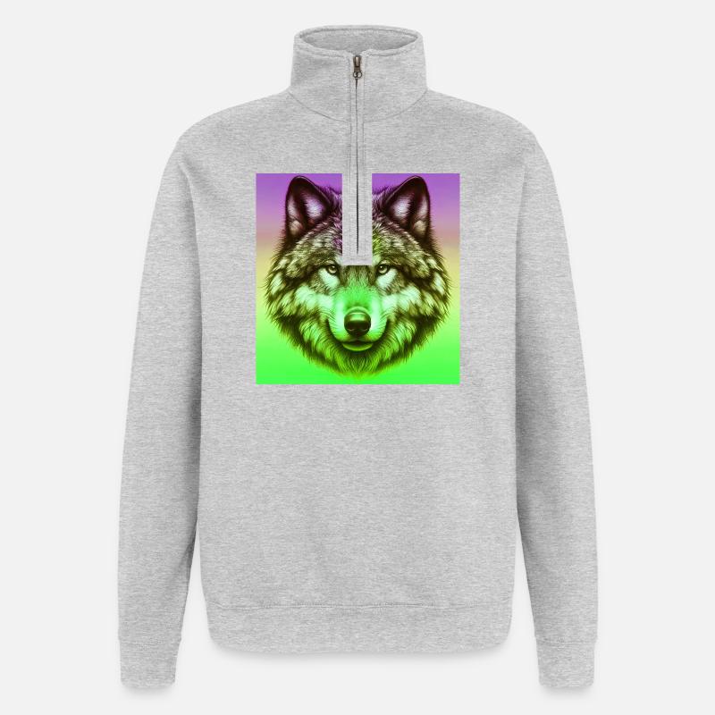 Loup - Sweat à zip 1/4 - gris chiné