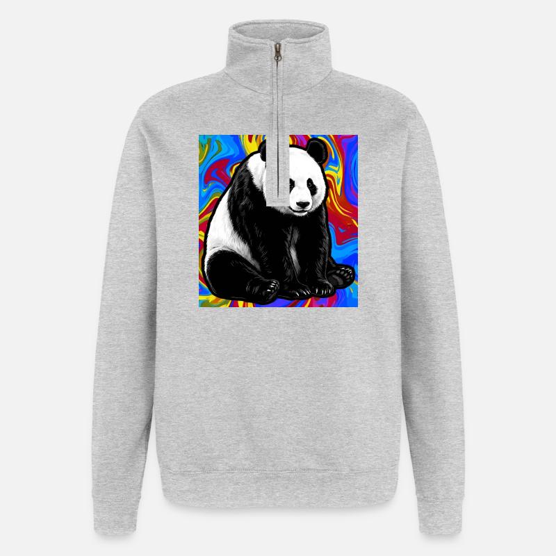 Panda - Quarter-Zip-Sweatshirt - Grau meliert