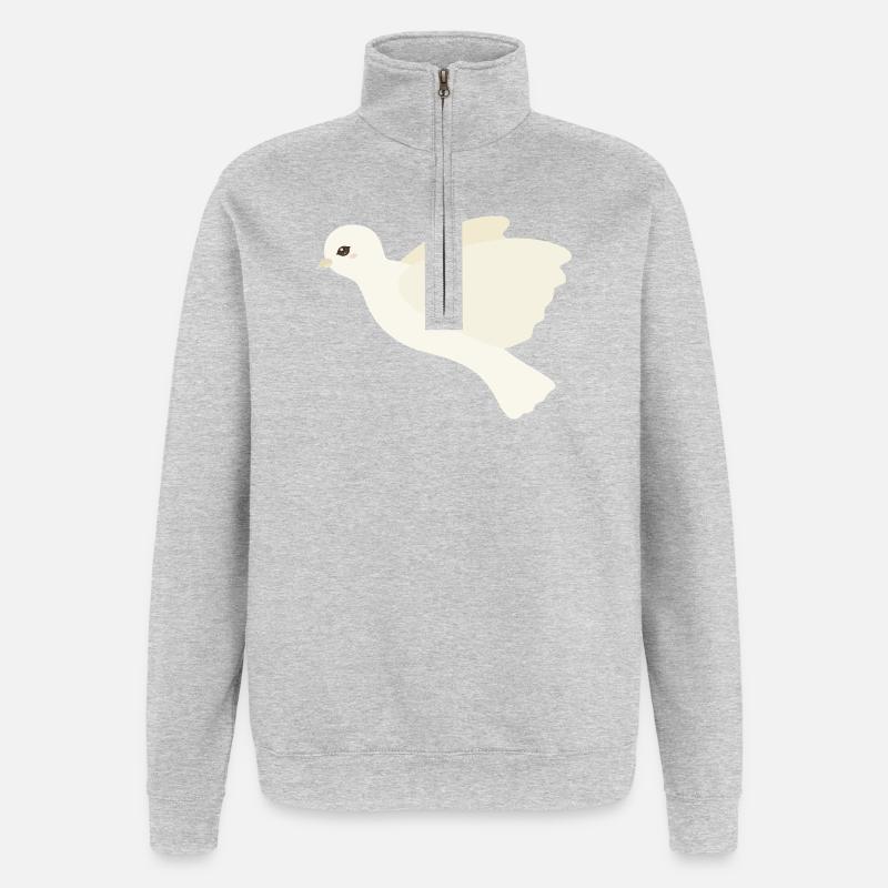 Ivory Dove in Flight - Quarter-Zip Sweatshirt - heather grey