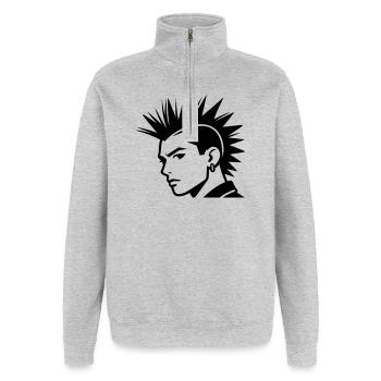 Punk - Quarter-Zip-Sweatshirt - Grau meliert - Vorne - AI Model Female 172 light (172cm) & AI Model Male 178 dark (178cm)