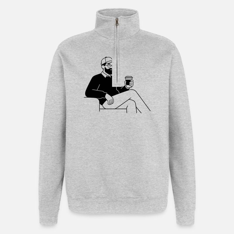 hipster - Sweat à zip 1/4 - gris chiné