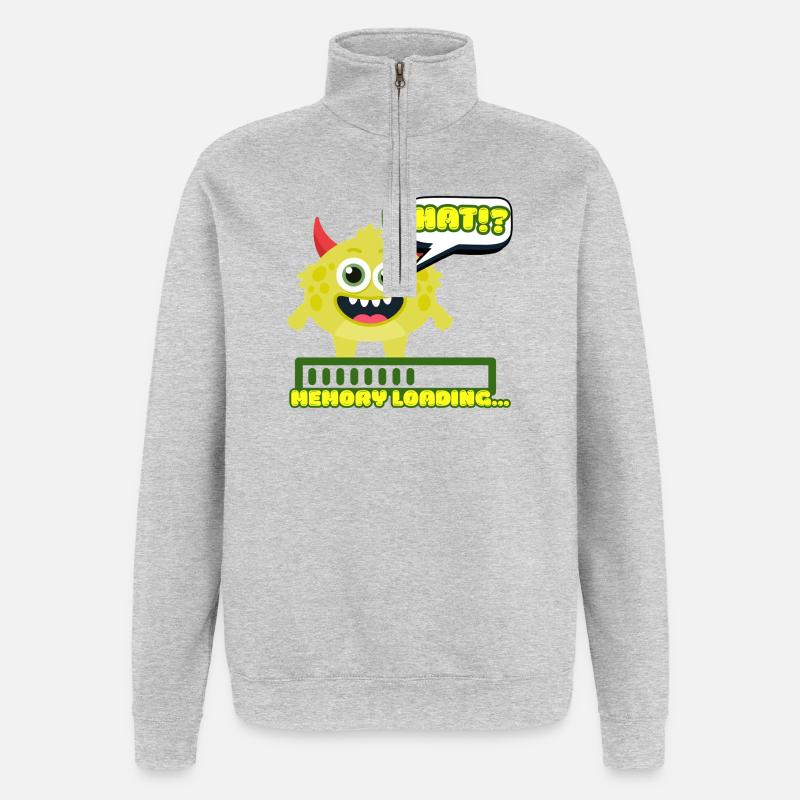 Memory Loading Monster Meme - Quarter-Zip Sweatshirt - heather grey