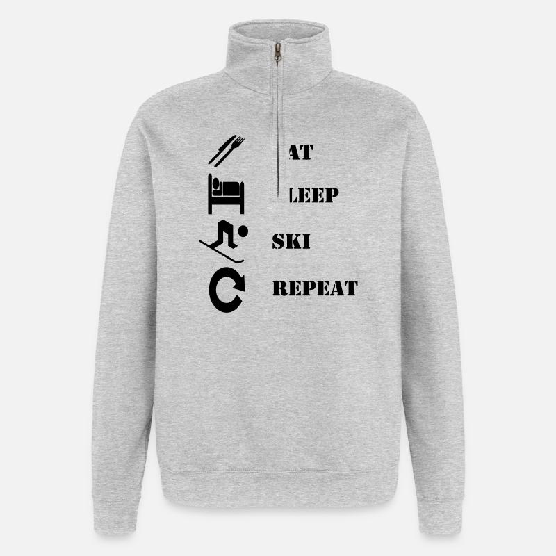 Mange, Dors, Ski, Refae-le - Sweat à zip 1/4 - gris chiné