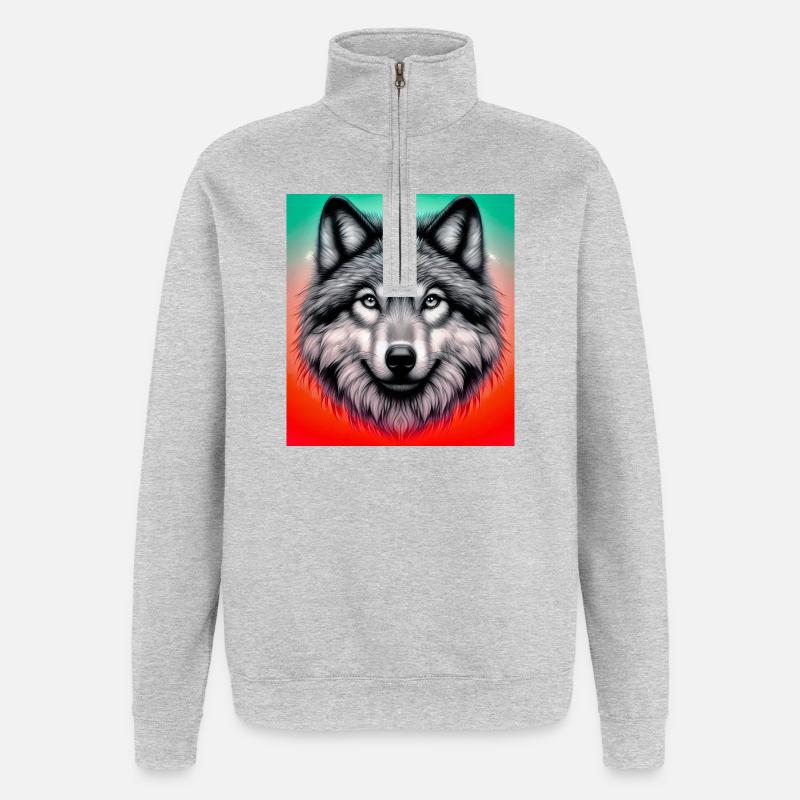 Wolf - Quarter-Zip Sweatshirt - heather grey