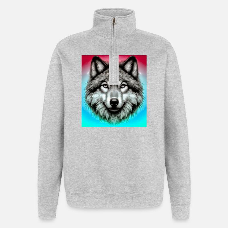 Wolf - Quarter-Zip Sweatshirt - heather grey