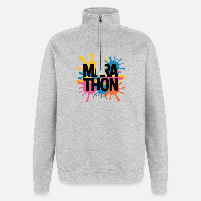 Marathon de Couleur Splash - Sweat à zip 1/4 - gris chiné