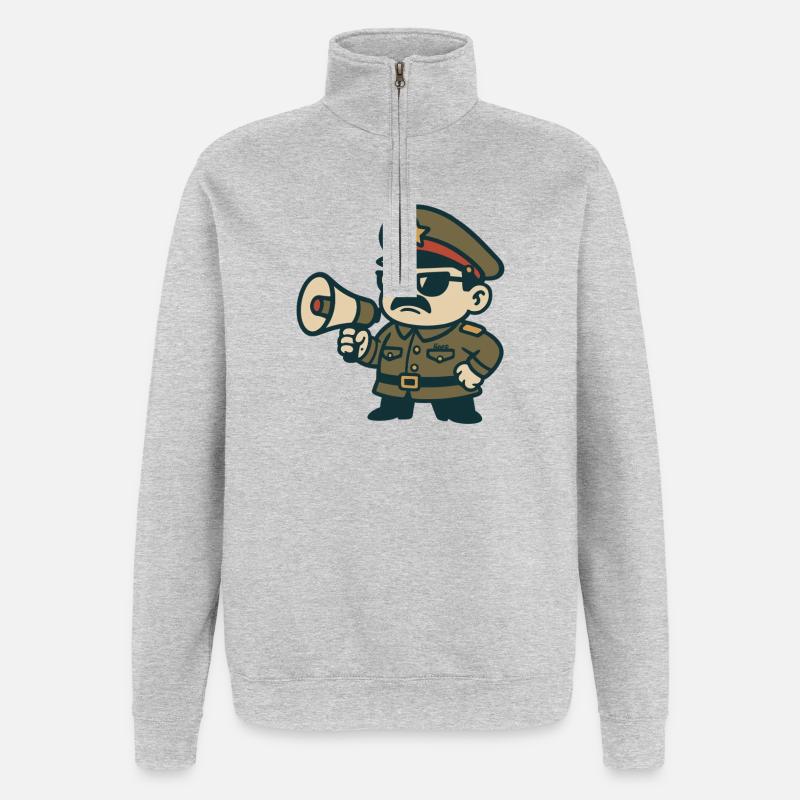 Retro Sergeant Megaphone - Quarter-Zip Sweatshirt - heather grey