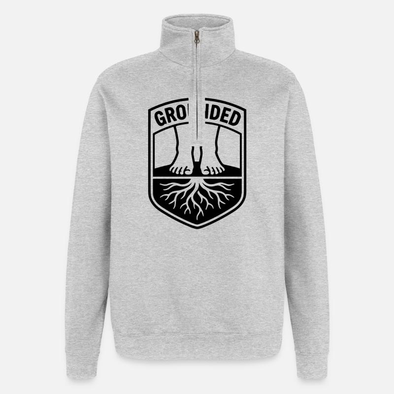 Équilibre de la pleine conscience ancré - Sweat à zip 1/4 - gris chiné