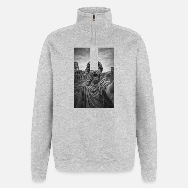 Autoportrait de Marc Aurèle - Sweat à zip 1/4 - gris chiné
