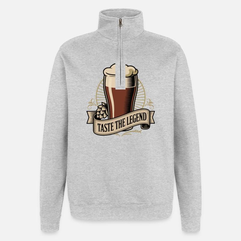 Badge de bière Taste The Legend - Sweat à zip 1/4 - gris chiné