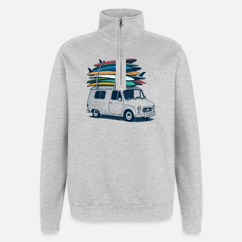 Vacances de surf - Sweat à zip 1/4 - gris chiné