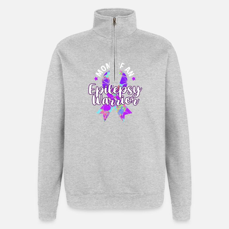 Epilepsie Mutter Mama Geschenk - Quarter-Zip-Sweatshirt - Grau meliert