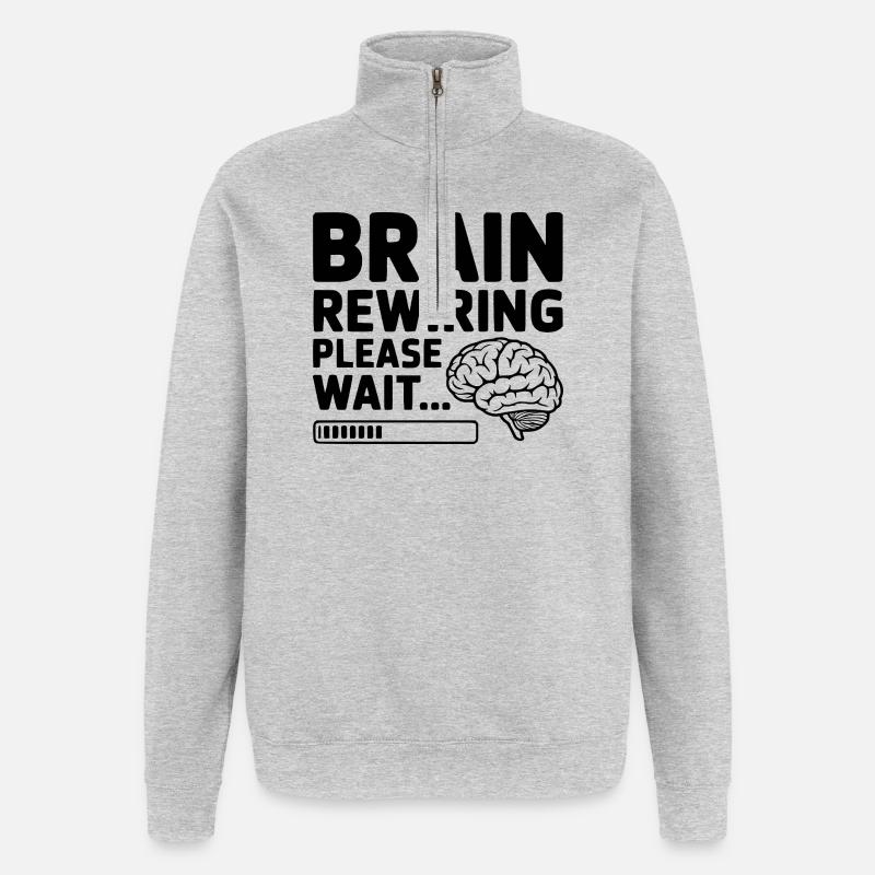 Gehirn-Neuverdrahtung Bitte warten Sie... - Quarter-Zip-Sweatshirt - Grau meliert