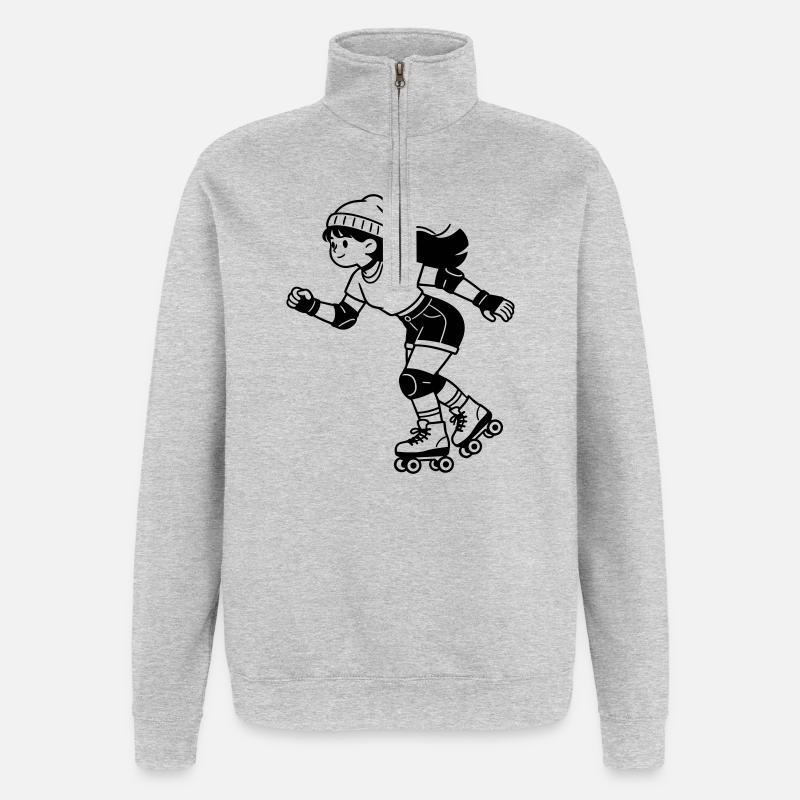 Rollschuhe - Quarter-Zip-Sweatshirt - Grau meliert