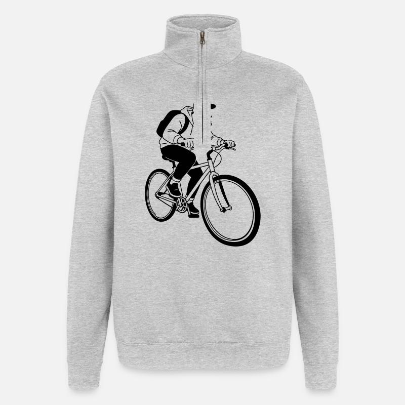 Fahrrad-Hipster - Quarter-Zip-Sweatshirt - Grau meliert