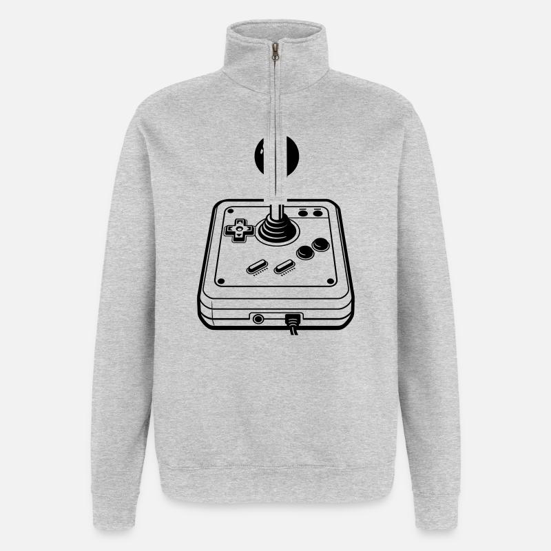 Joystick rétro - Sweat à zip 1/4 - gris chiné