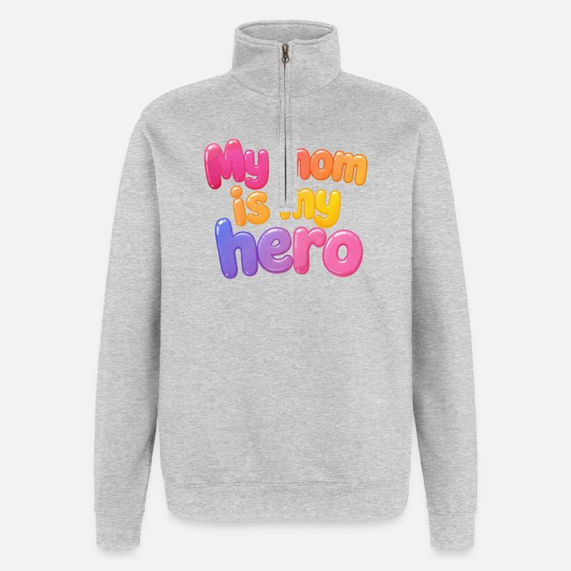 Ma mère est mon héroïne - Sweat à zip 1/4 - gris chiné