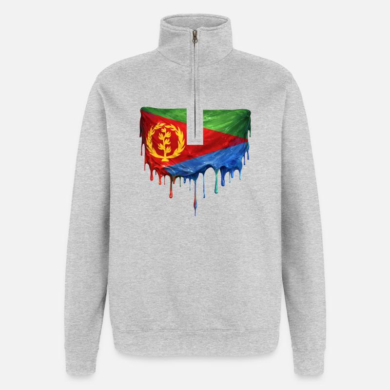 Conception du dépôt du drapeau érythréen - Sweat à zip 1/4 - gris chiné