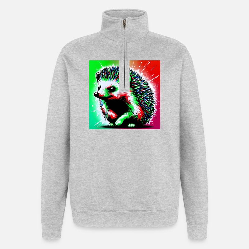 hérisson - Sweat à zip 1/4 - gris chiné