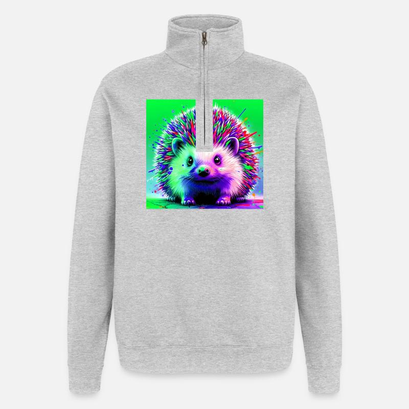 hérisson - Sweat à zip 1/4 - gris chiné