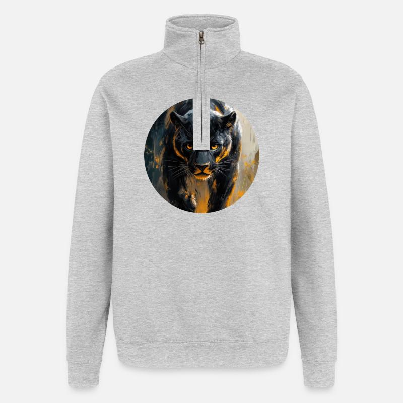 Design de Panthère noire - Quarter-Zip Sweatshirt - heather grey
