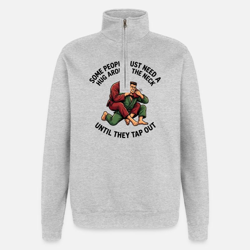 Some people just need a hug - Quarter-Zip Sweatshirt - heather grey