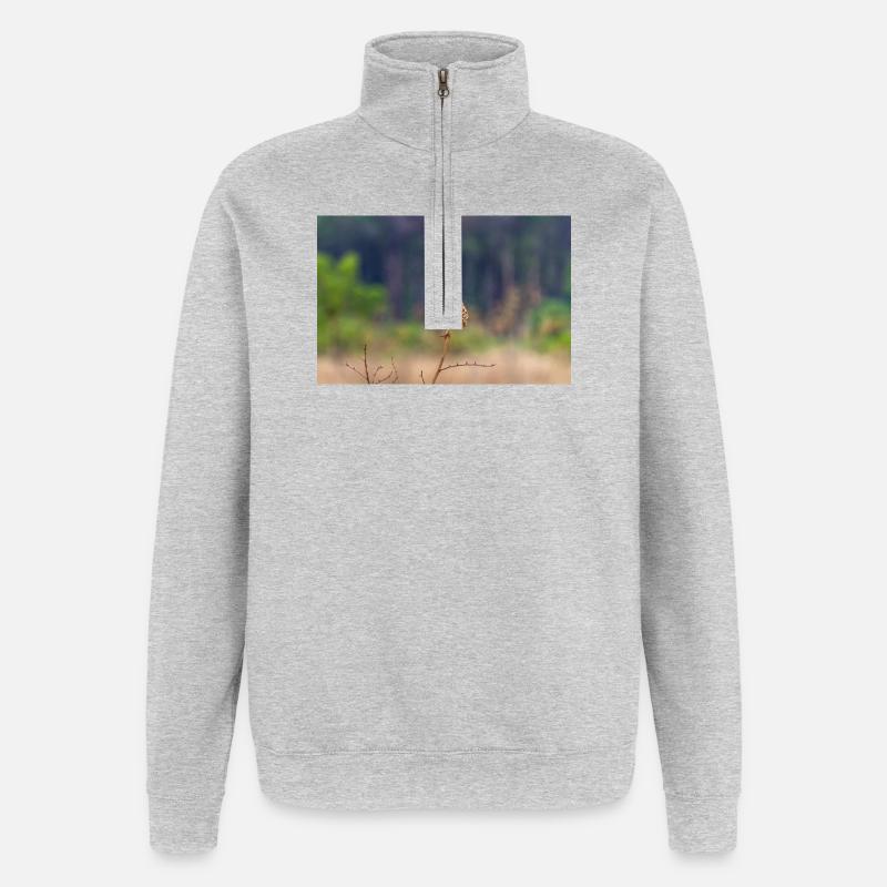 Eule die Eule - Quarter-Zip-Sweatshirt - Grau meliert