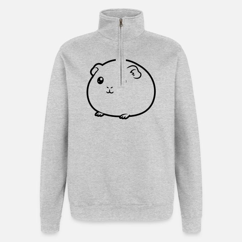 Silhouette de bande dessinée cobaye grasse - Sweat à zip 1/4 - gris chiné