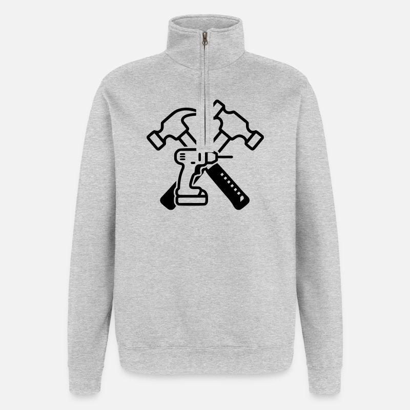 Tool Hammers Drills Outline - Quarter-Zip Sweatshirt - heather grey