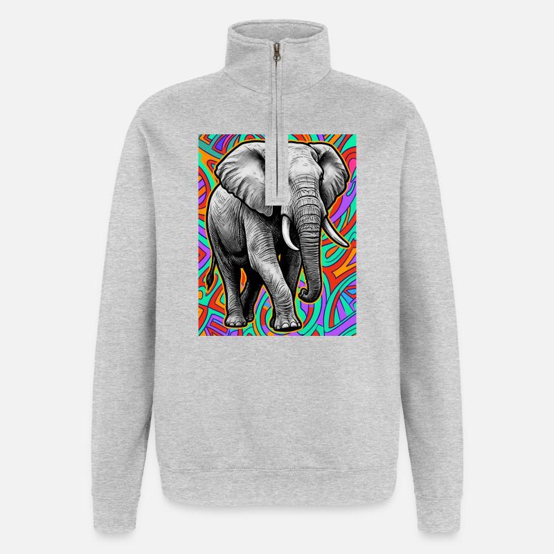 Elefant - Quarter-Zip-Sweatshirt - Grau meliert