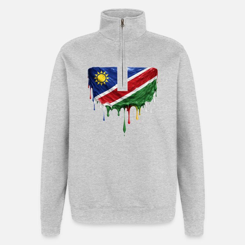 Namibia Flag Tropfenkunst - Quarter-Zip-Sweatshirt - Grau meliert