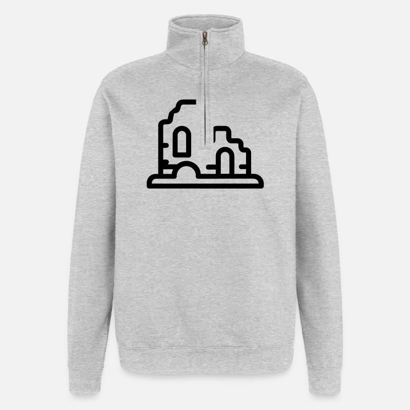 ruines - Sweat à zip 1/4 - gris chiné