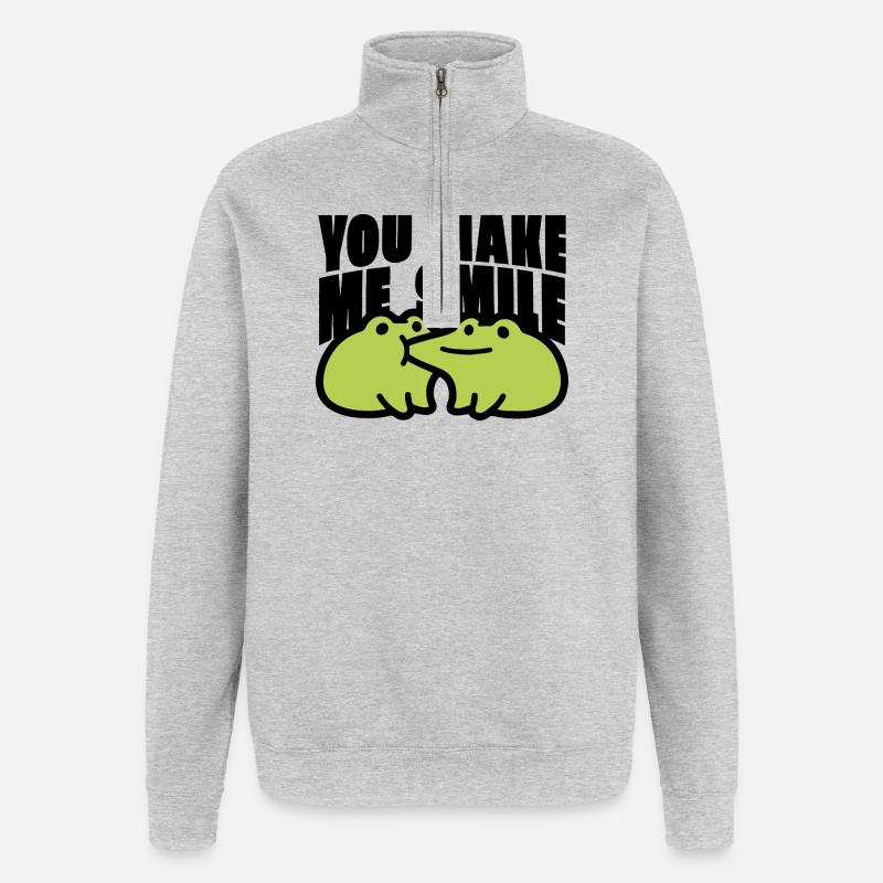 Tu me fais sourire en disant - Sweat à zip 1/4 - gris chiné