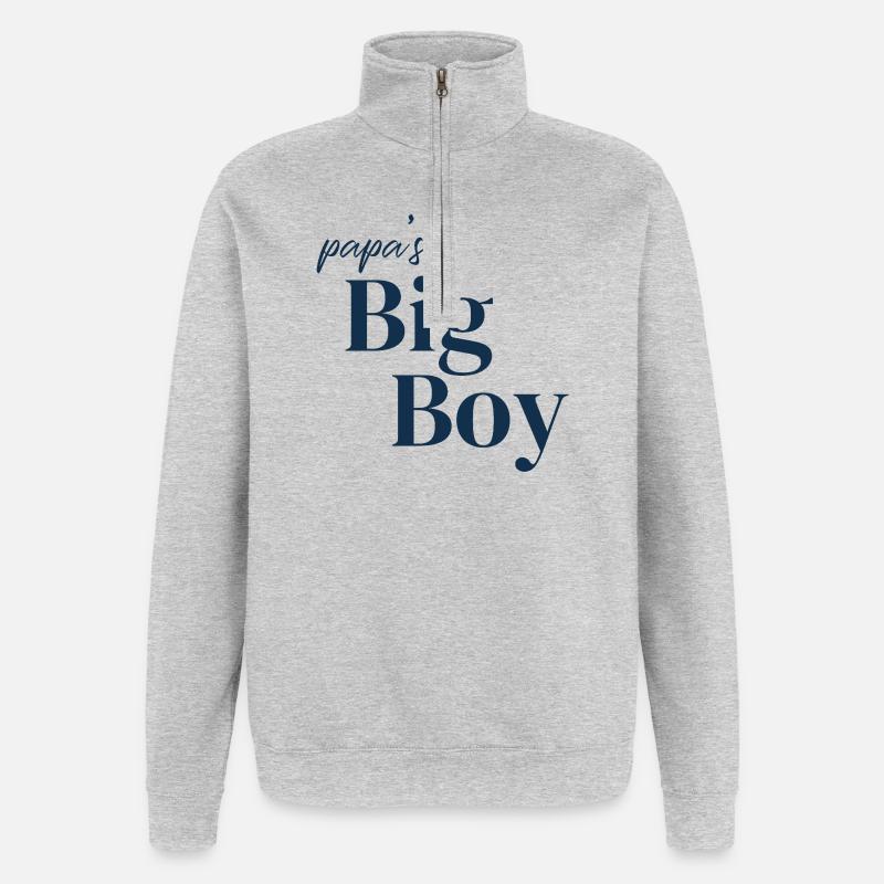 Le grand garçon de papa - Sweat à zip 1/4 - gris chiné