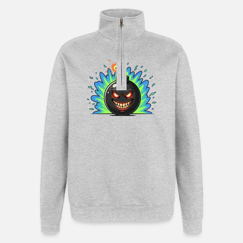 Wütende Bomberkugel Neonburst - Quarter-Zip-Sweatshirt - Grau meliert