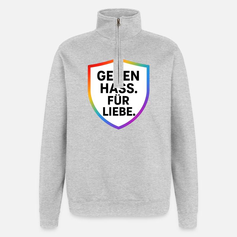 Against Hate for Love Shield - Quarter-Zip Sweatshirt - heather grey