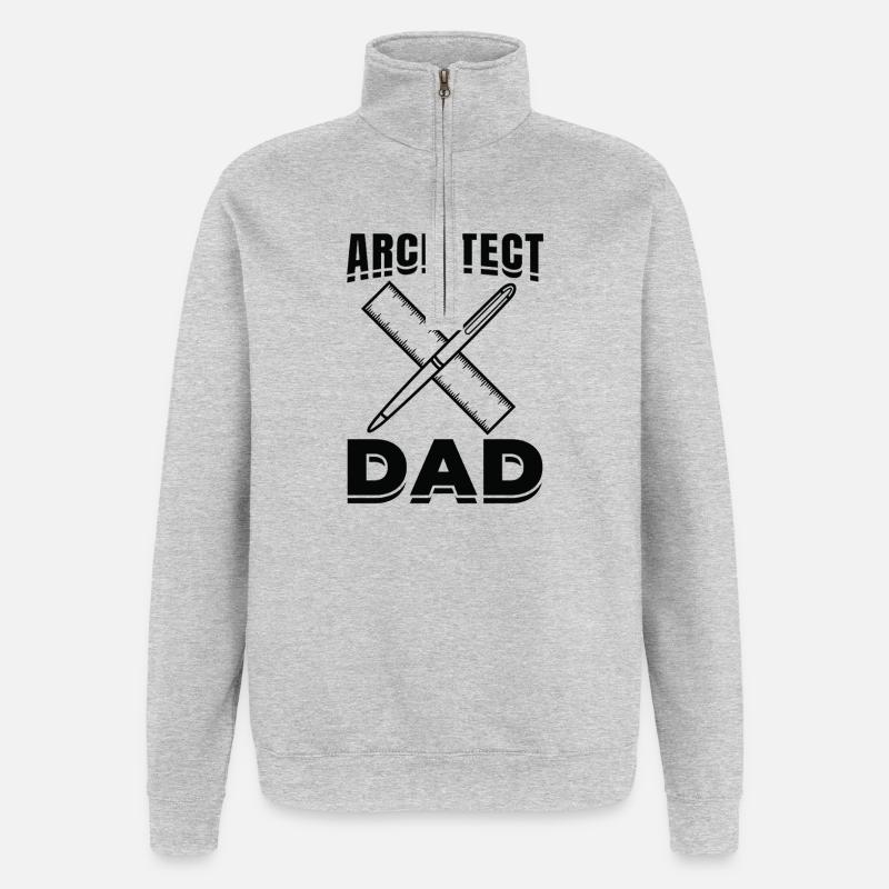 Architecture Papa - Sweat à zip 1/4 - gris chiné