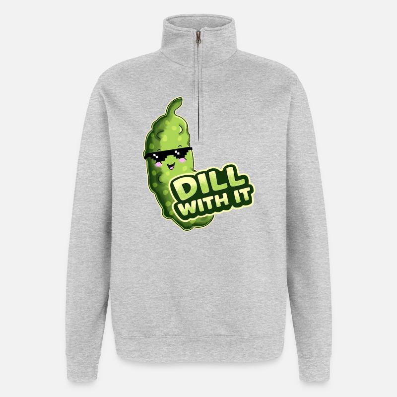 Aneth avec Concombre - Sweat à zip 1/4 - gris chiné