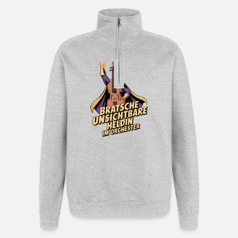 Bratsche - Unsichtbare Heldin Im Orchester - Quarter-Zip-Sweatshirt - Grau meliert