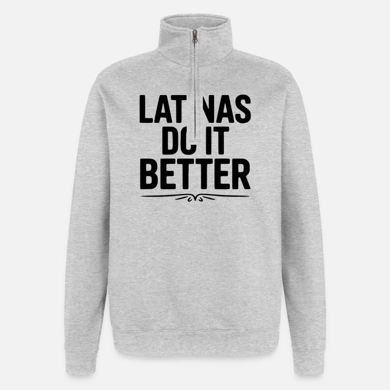 Latinas machen es besser - Quarter-Zip-Sweatshirt - Grau meliert