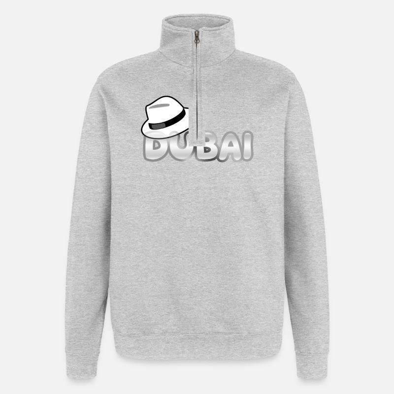 Style de Dubaï avec Fedora - Sweat à zip 1/4 - gris chiné