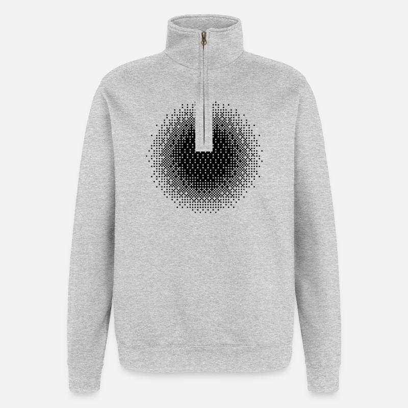 Conception du cercle pixelisé - Sweat à zip 1/4 - gris chiné