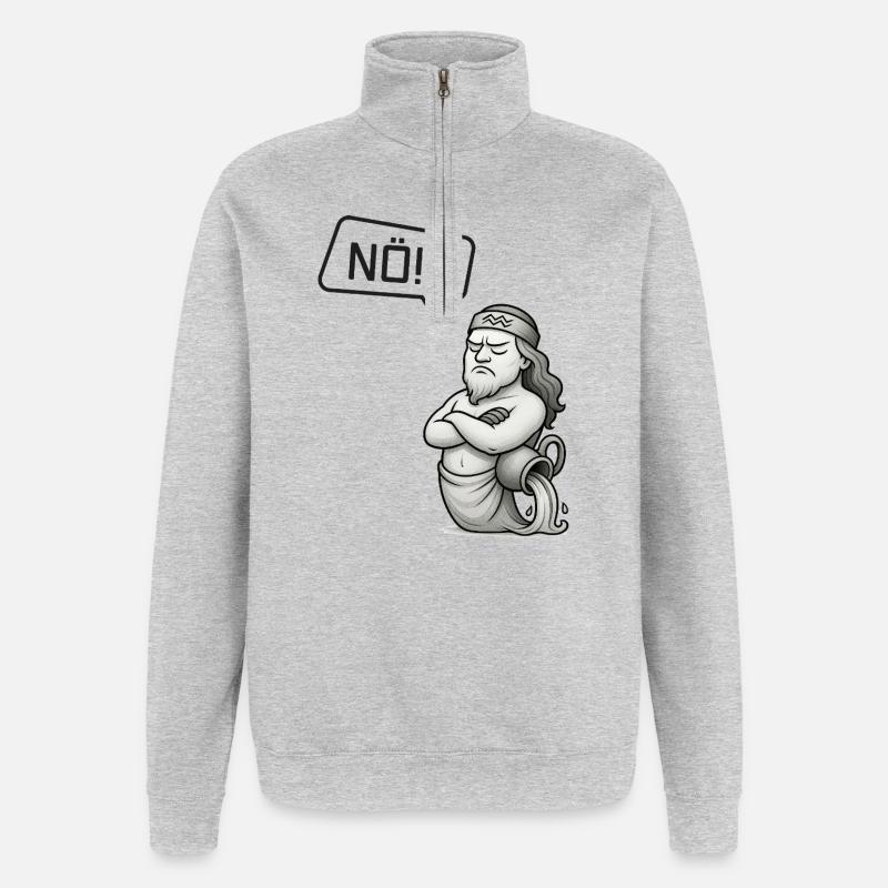Sternzeichen Wassermann sagt NÖ! – Sturkopf - Quarter-Zip-Sweatshirt - Grau meliert