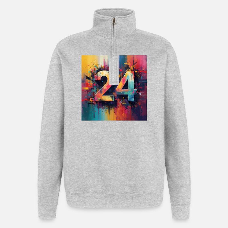 Farbenfrohe Abstraktion 24 - Quarter-Zip-Sweatshirt - Grau meliert