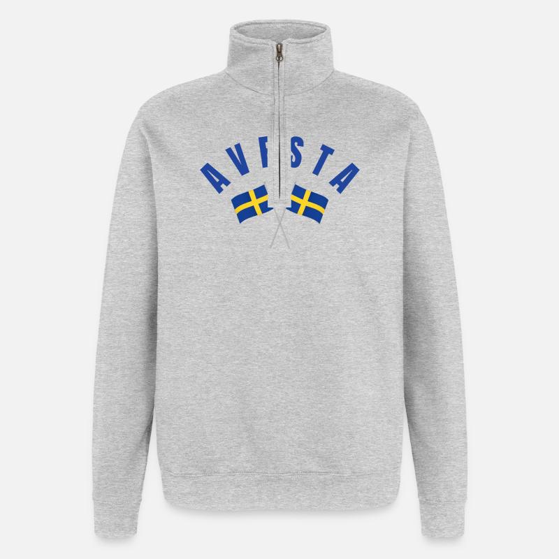 Avesta-Deux a traversé les drapeaux suédois - Sweat à zip 1/4 - gris chiné